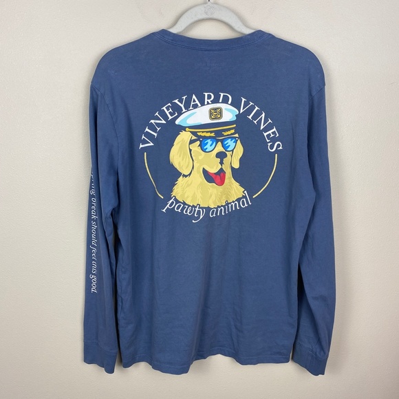 Vineyard Vines Spring Break Pawty Animal Long Sleeve Pocket Tee - Size Small - Picture 4 of 4